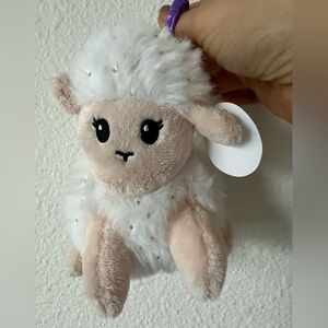 Dan Dee Plush Animal Bag Charm Keychain – White Brown & Sparkly, New with Tags